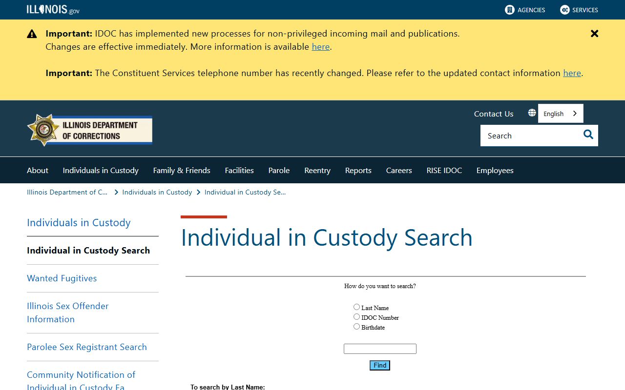 DeKalb County inmate search fallback through the Illinois IDOC locator