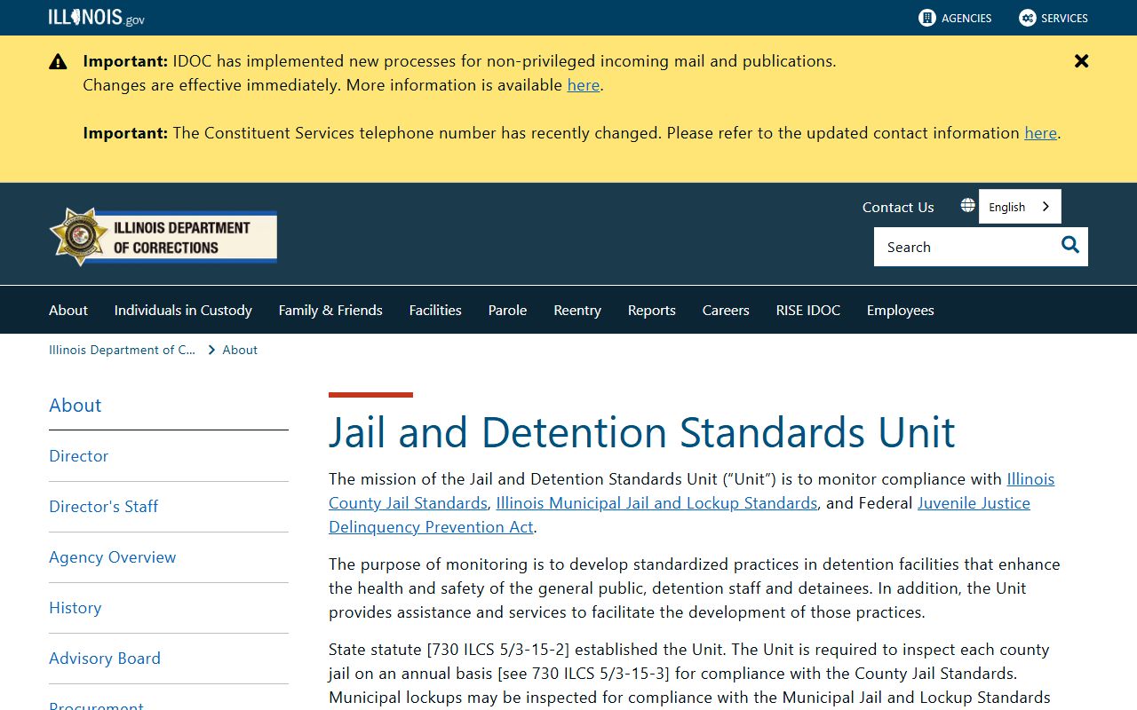 DeKalb County Jail oversight through IDOC jail and detention standards