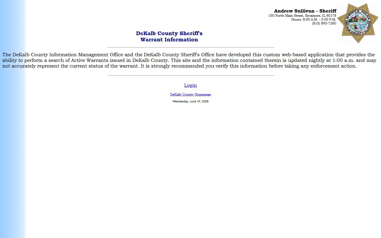 DeKalb County court records after arrest warrant portal login notice